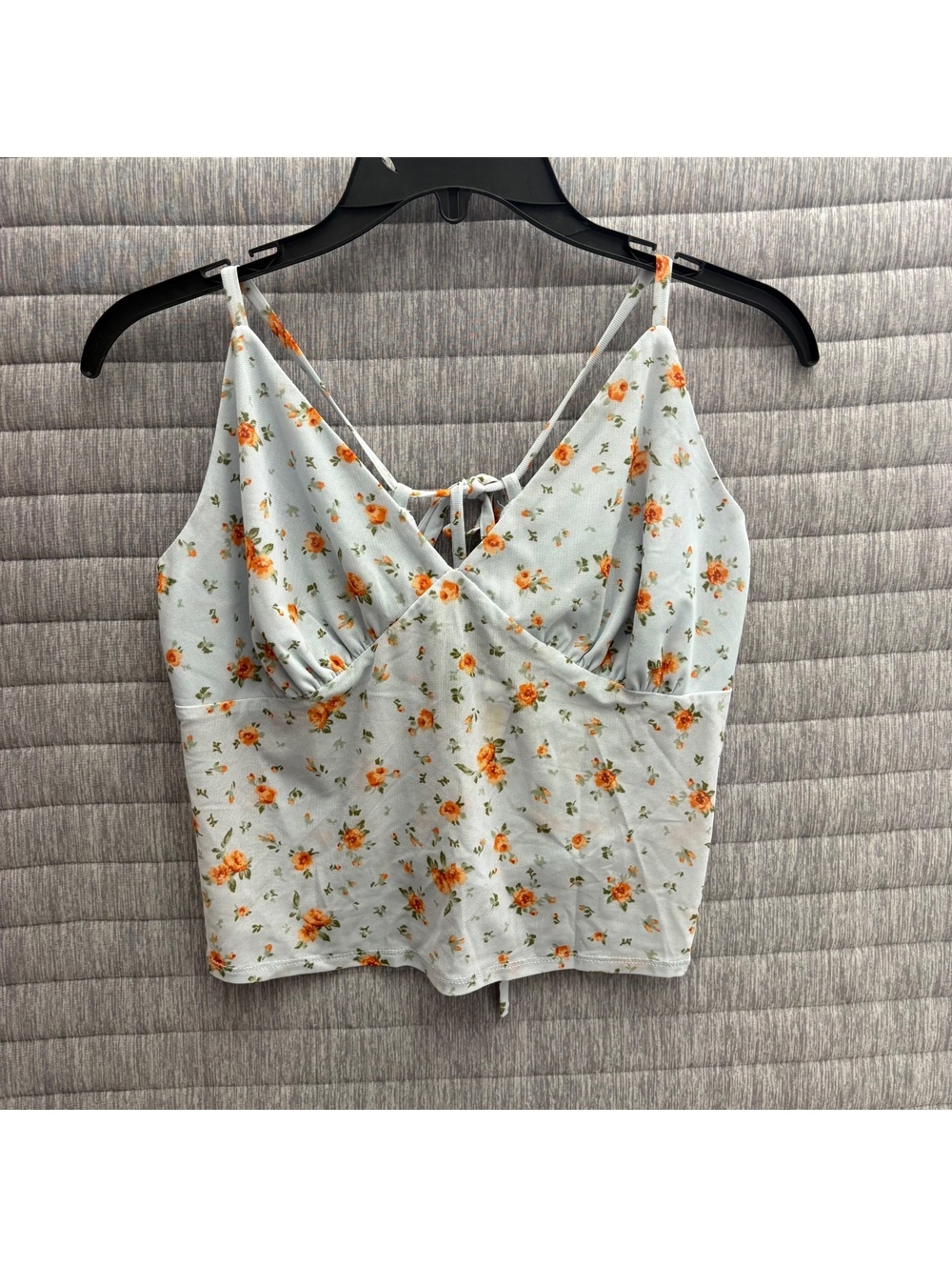 Wild Fable Floral Spaghetti Strap Sheer Crop Top Size XL Light Blue Back Tie NWT